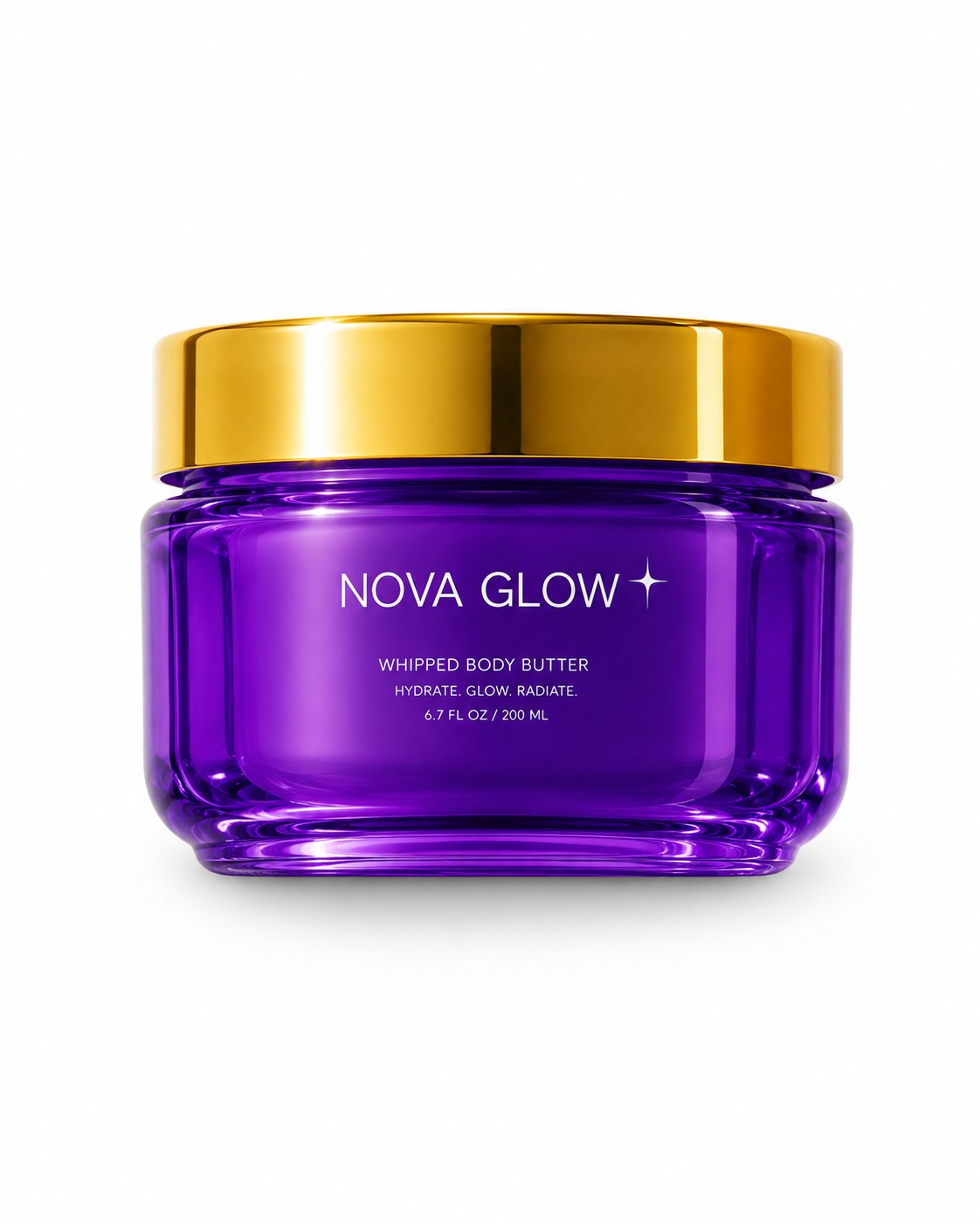 Cloud Butter™ — pot violet couvercle doré sur fond blanc